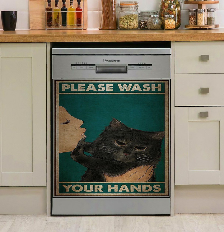 Please Wash Your Hands Toile NI0610039DD Decor Kitchen Dishwasher Cover