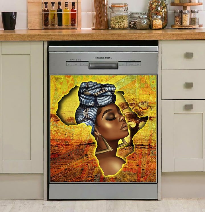 Black Woman African Map NI0610001HN Decor Kitchen Dishwasher Cover