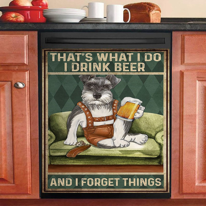 Schnauzer I Drink Beer And Forget Things NI1311048KL Decor Kitchen Dishwasher Cover