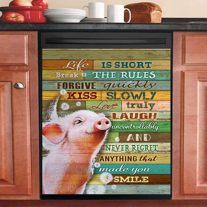 Pig Break The Rules Love Truly Laugh Uncontrollably KL2810007TT Decor Kitchen Dishwasher Cover
