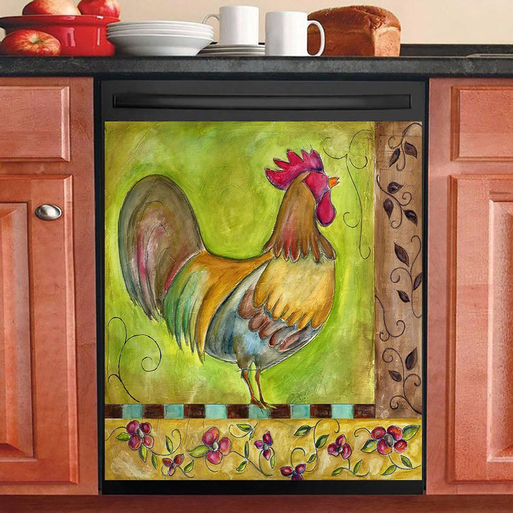 Rooster On Green NI2901169YC Decor Kitchen Dishwasher Cover