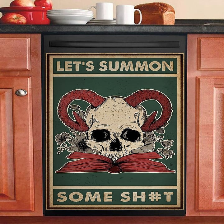 Let Summon Retro Green Skull NI2410058KL Decor Kitchen Dishwasher Cover