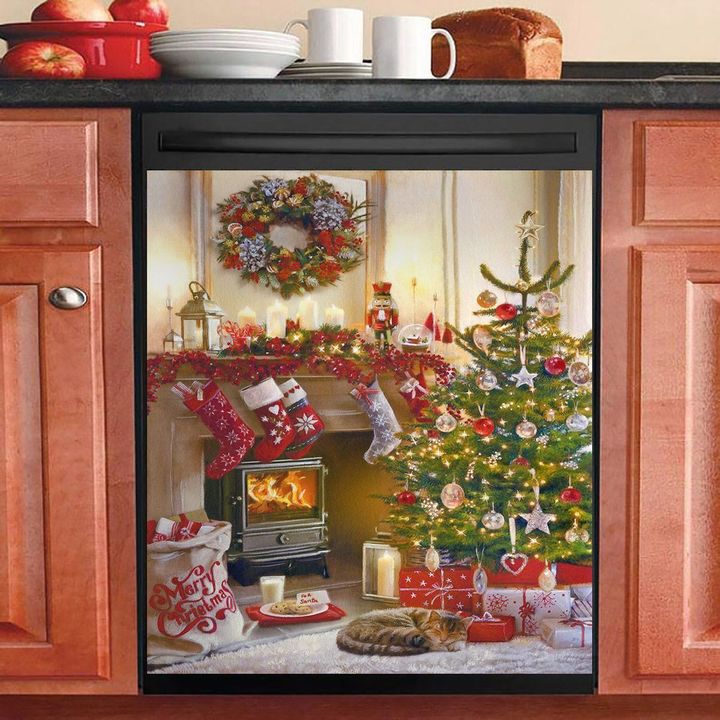 Christmas Cozy Fireplace NI2411024KL Decor Kitchen Dishwasher Cover
