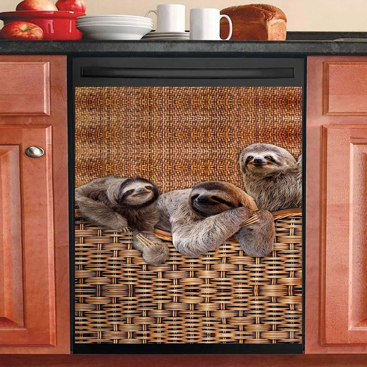 Cute Sloth Rattan Texture KL2010009TT Decor Kitchen Dishwasher Cover