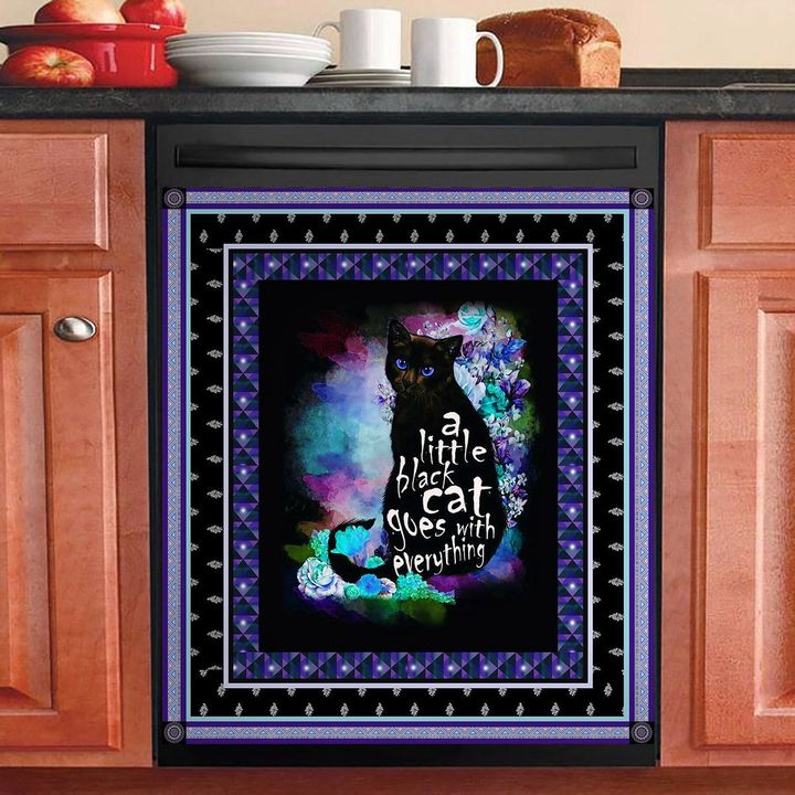 A Little Black Cat Goes With Everything NI1812006KL Decor Kitchen Dishwasher Cover
