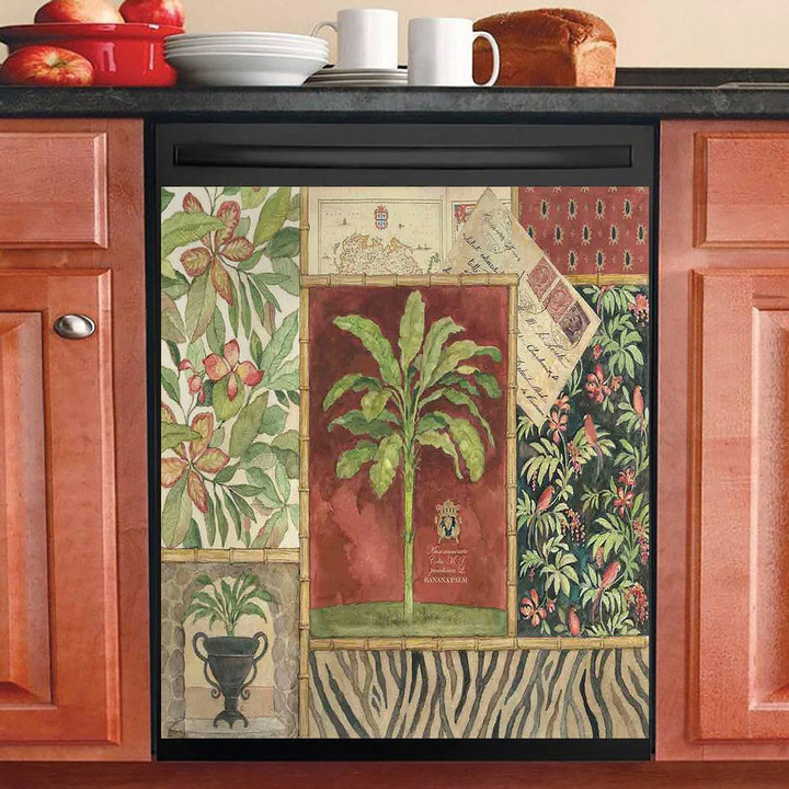 Vintage Caribbean Palm NI2901218YC Decor Kitchen Dishwasher Cover