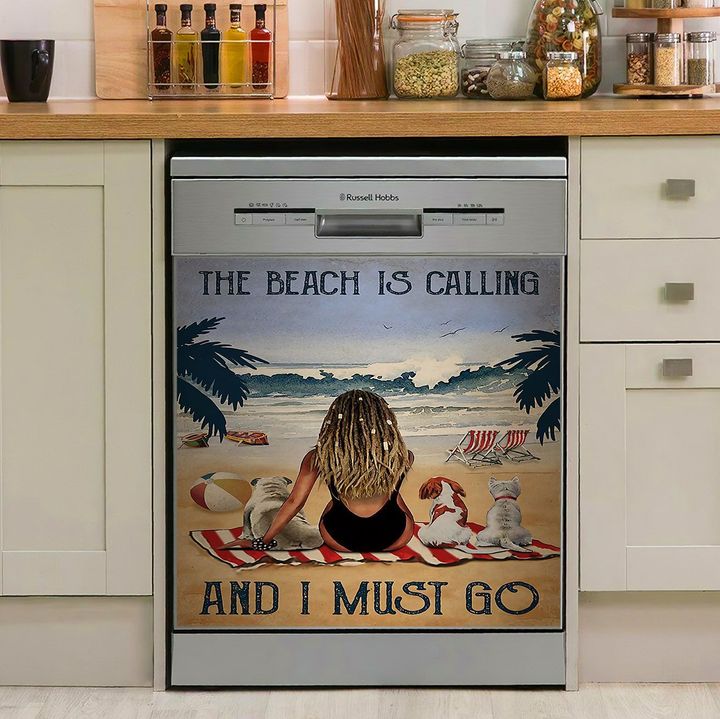 Vintage Beach Is Calling Dogs Dreadlocks Girl NI2310076KL Decor Kitchen Dishwasher Cover