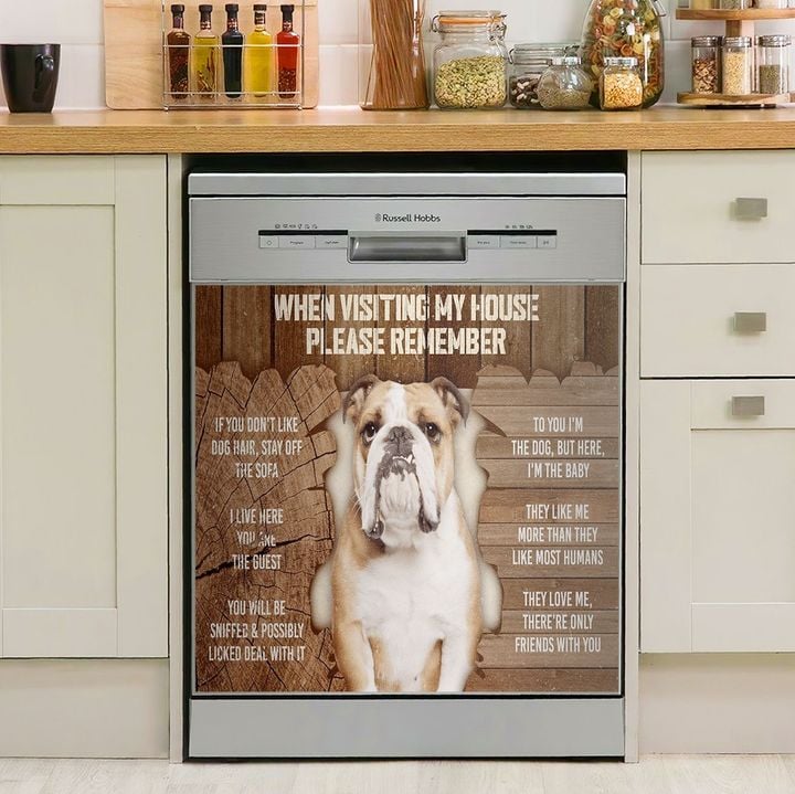 English Bulldog Remember When Visiting My House KL1311008VB Decor Kitchen Dishwasher Cover