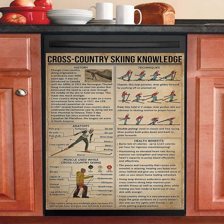 Cross Country Skiing Knowledge NI3010026KL Decor Kitchen Dishwasher Cover