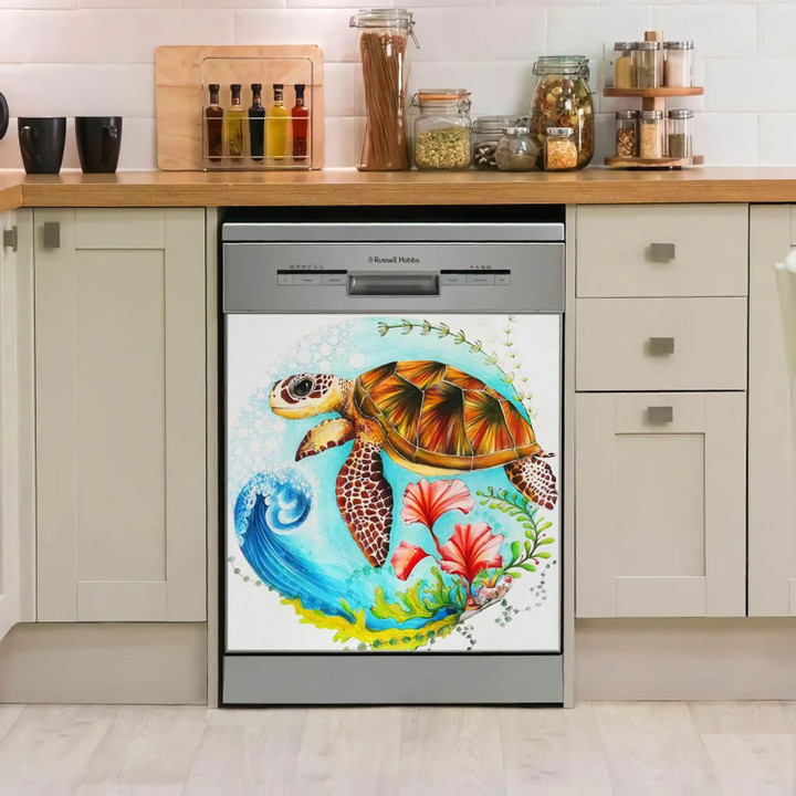 Sea Turtle Flowers TH1911212CL Decor Kitchen Dishwasher Cover