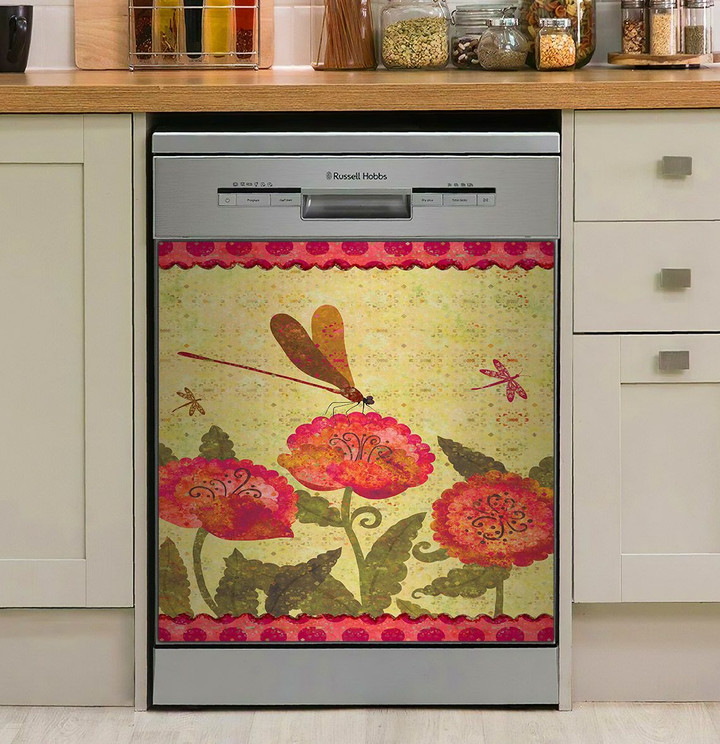 Dragonfly And Flower NI2811419NT Decor Kitchen Dishwasher Cover