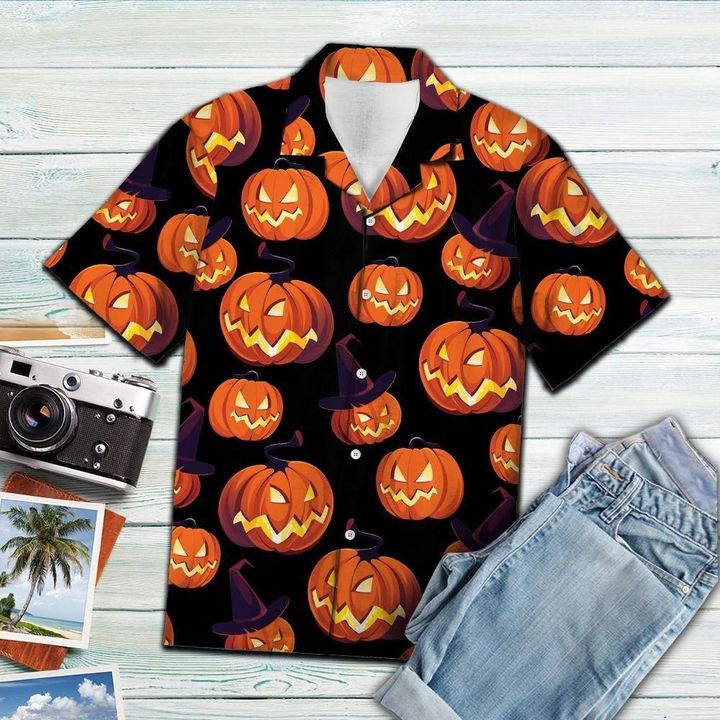 Halloween Pumpkin YQ1203364CL Button Up Shirt