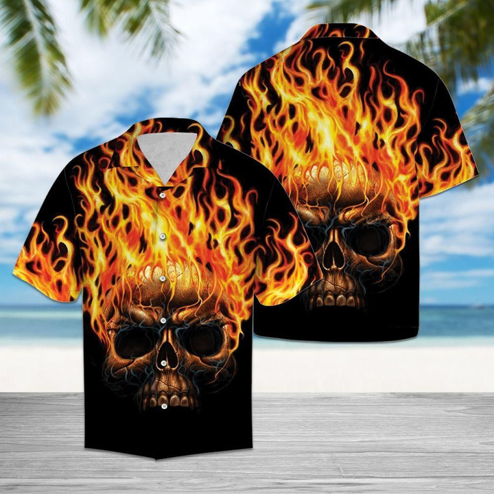 Skull Fire YQ1203092CL Button Up Shirt