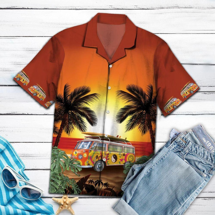 Amazing Legend Hippie Bus YQ1203472CL Button Up Shirt