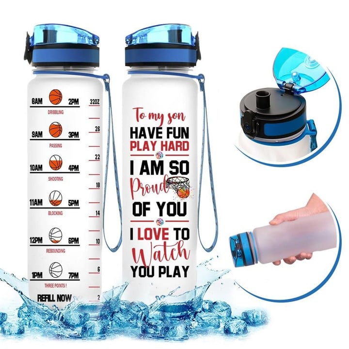 Personalized Basketball To My Son YW1103654CL Water Tracker Bottle