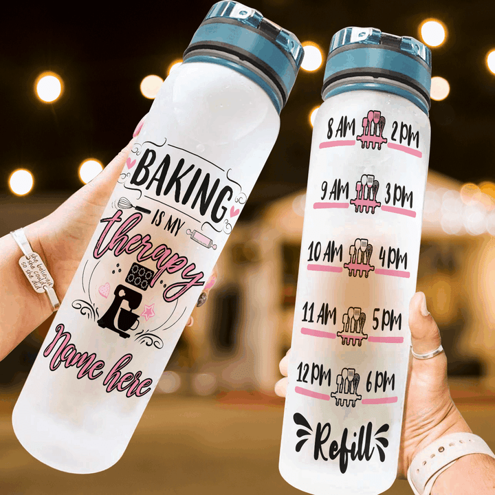 Personalized Baking Is My Therapy YW1103598CL Water Tracker Bottle
