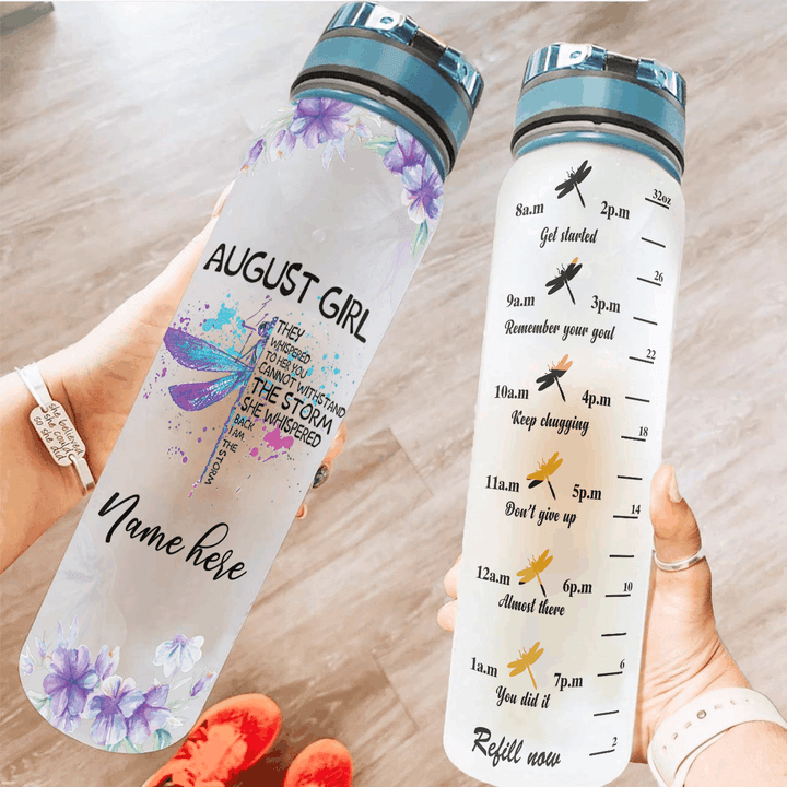 Personalized August Dragonfly YW1103575CL Water Tracker Bottle