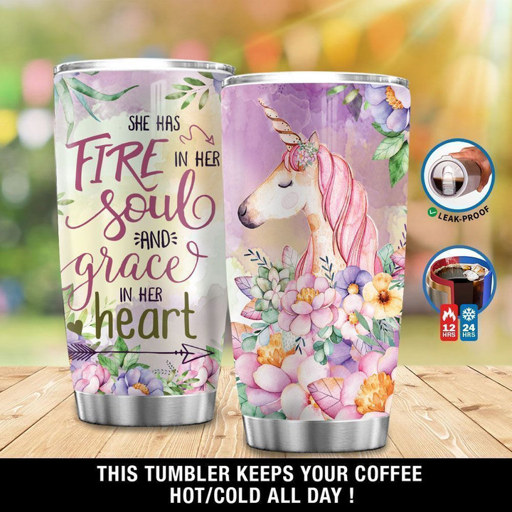 Personalized  Unicorn She Has Fire In Her Soul And Grace In Her Heart XL1203150CL Tumbler