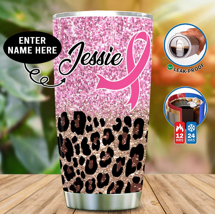 Personalized  Breast Cancer Leopard XL1203682CL Tumbler