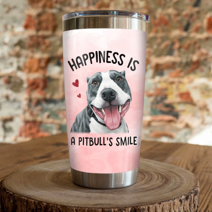 Personalized Happiness Is A Pitbull YQ2002068CL Tumbler