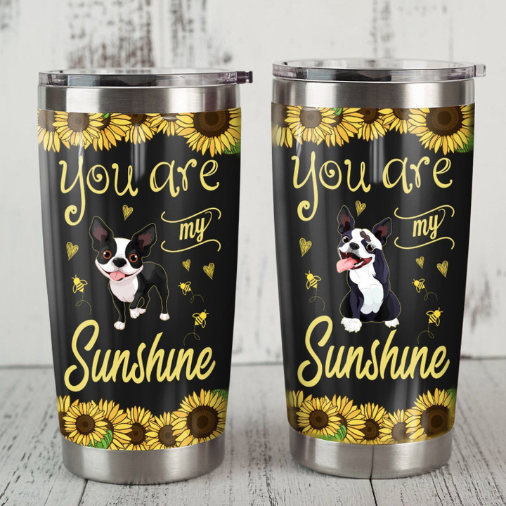 Personalized Boston Terrier Dog Sunflower You Are My Sunshine YQ2202675CL Tumbler