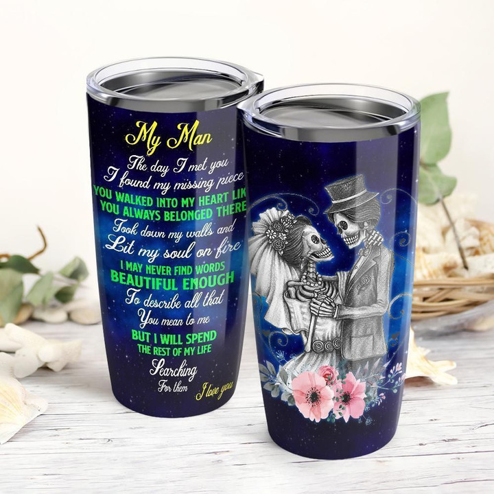 Personalized Skull Love YU3001486CL Tumbler