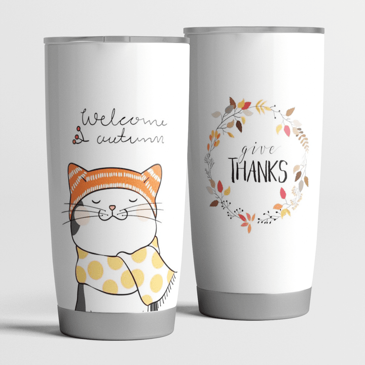 Personalized Give Thanks Welcome Autumn NC1611134CL Tumbler
