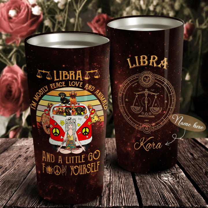 Personalized Peace Love And Animals Libra TH3012077CL Tumbler