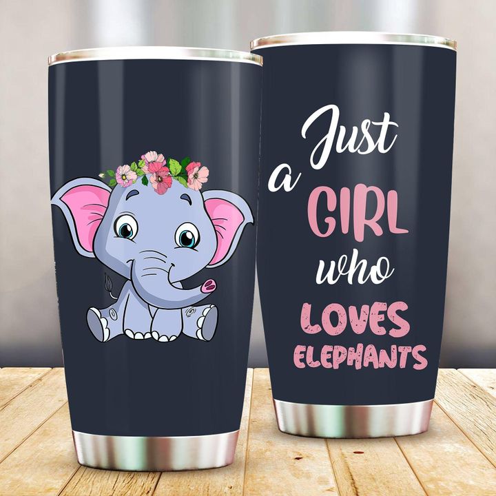 Personalized Just A Girl Loves Elephants YU2502450CL Tumbler
