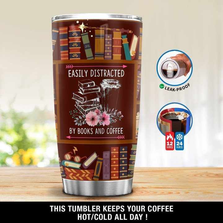 Personalized Easily Distracted By Books And Coffee XA2201300CL Tumbler