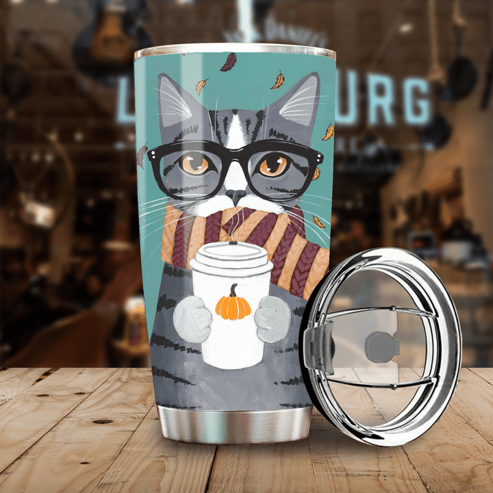 Personalized Cat With Glasses YU2502500CL Tumbler