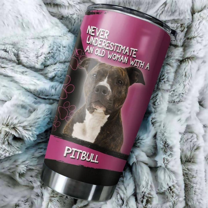 Personalized Old Woman With A Pitbull YU3001292CL Tumbler