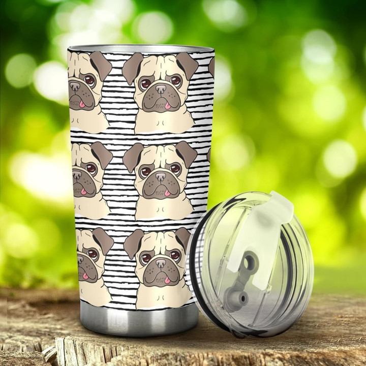 Personalized Happy Pug Pattern NC1111868CL Tumbler