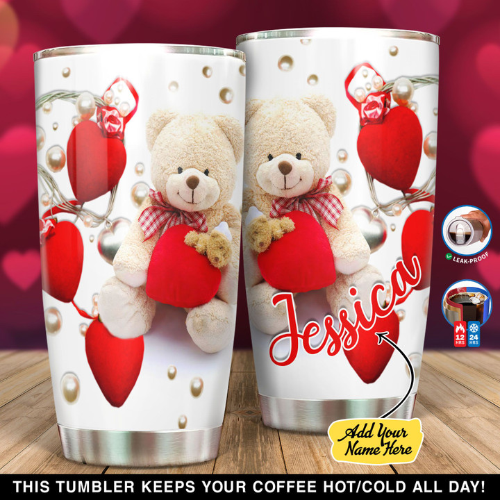 Personalized Bear And Red Heart Valentine NI3001002YM Tumbler