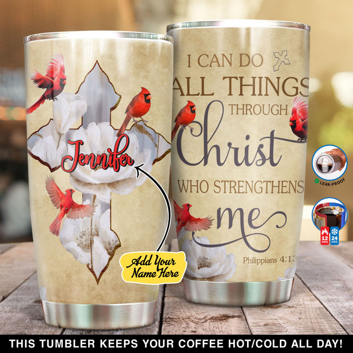 Personalized Cardinal I Can Do All Things Through Christ YC0402001YM Tumbler