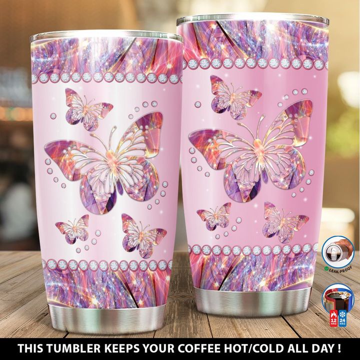 Personalized Butterfly Diamond Pink NI3012003TL Tumbler