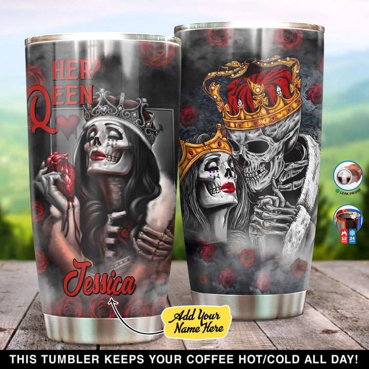 Personalized Couple Skull King And Queen Her Queen YC1301002YM Tumbler