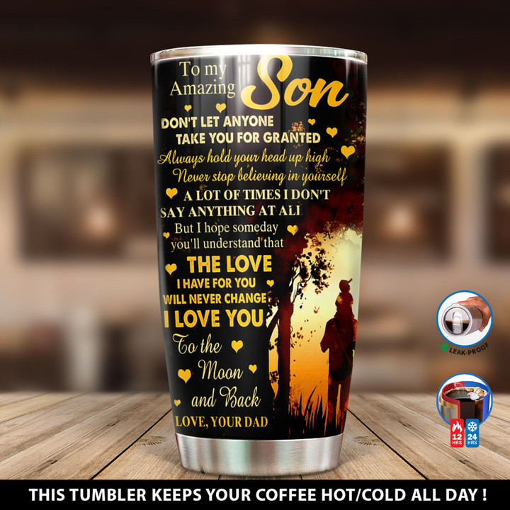 Personalized I Love You To The Moon And Back Dad To Son NI0501001YJ Tumbler