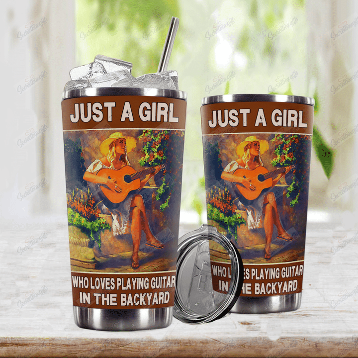 Personalized A Girl Playing Guitar In The Backyard TH2610496CL Tumbler