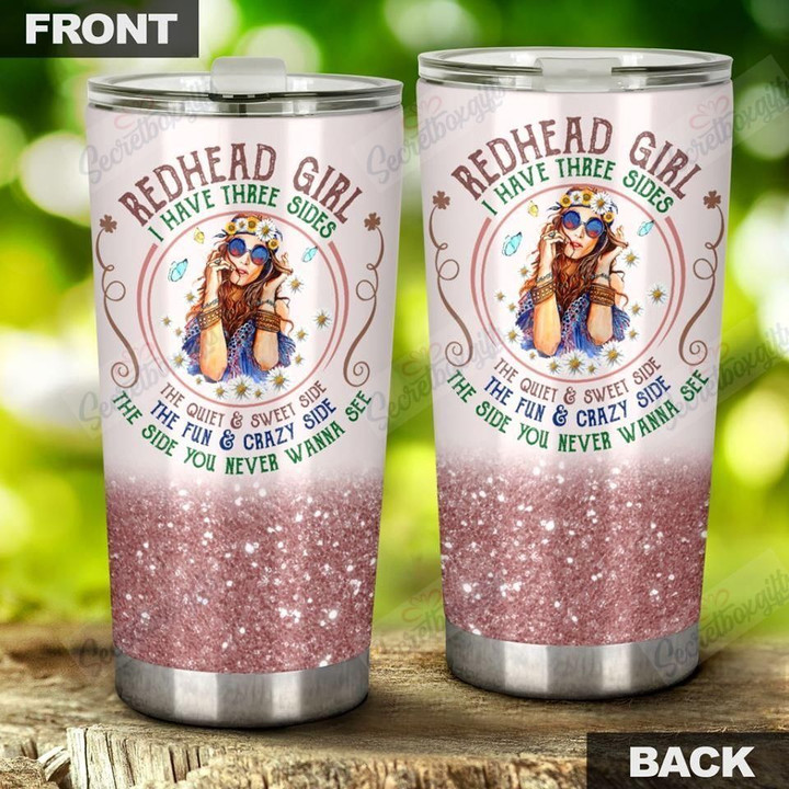 Personalized Redhead Girl I Have Three Sides AM2110981CL Tumbler
