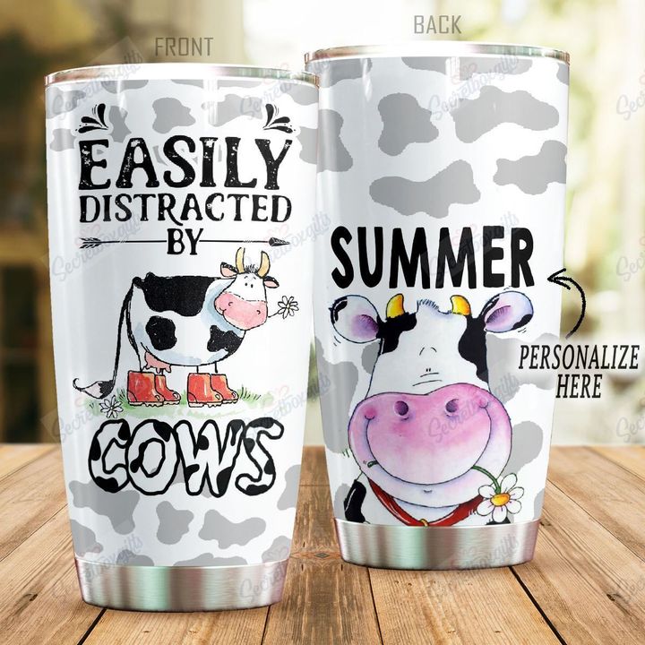 Personalized Farmer Easily Distracted By Milk Cows KL0810077CL Tumbler