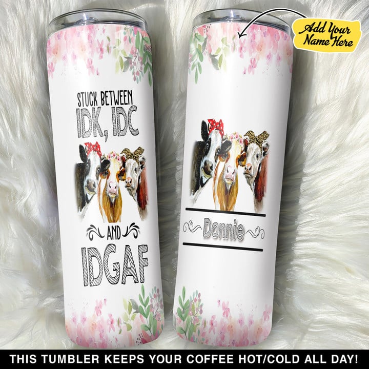 Personalized Cow Stuck Between GS0804587OD Skinny Tumbler