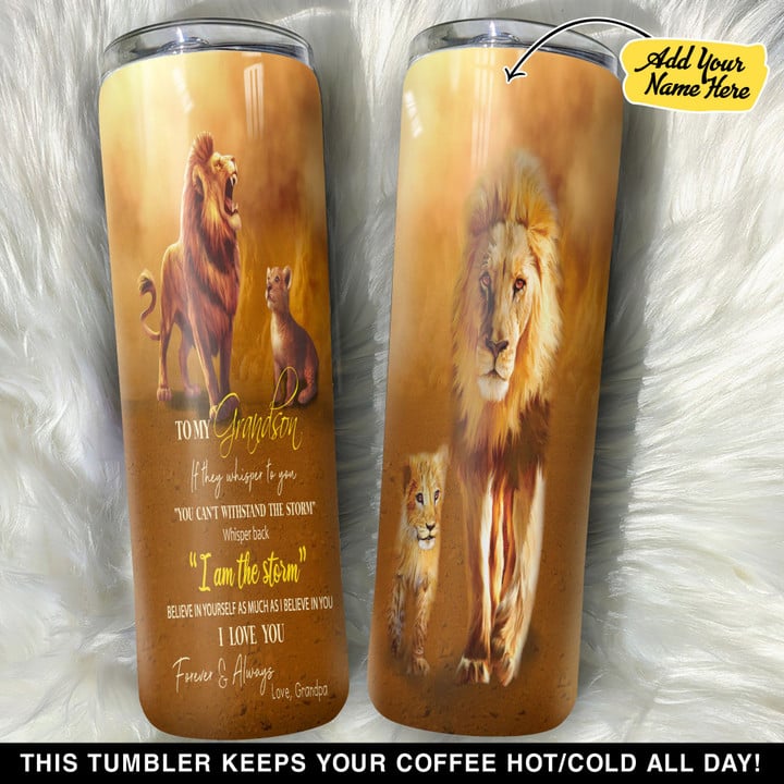 Personalized To My Grandson Lion GS0304747OD Skinny Tumbler