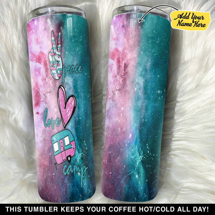 Personalized Peace And Love Camping GS0304824OD Skinny Tumbler