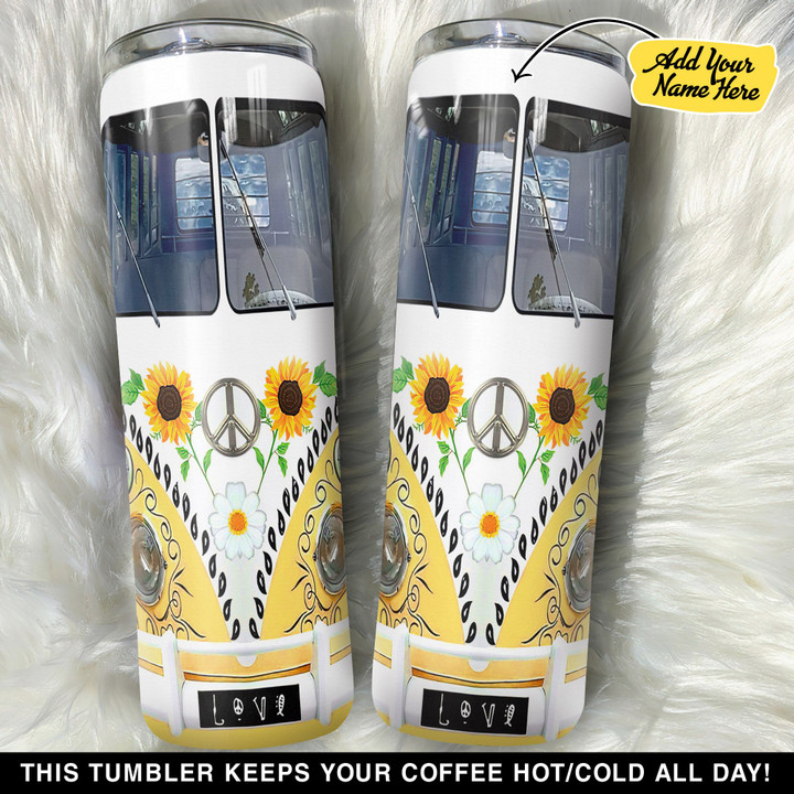 Personalized Hippie Vans Butterfly Yellow GS0804835OD Skinny Tumbler