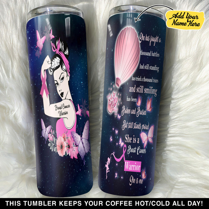 Personalized Breast Cancer Warrior GS0304255OD Skinny Tumbler