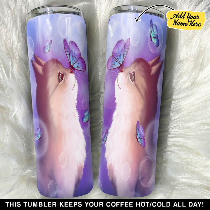 Personalized Cute Cat Butterfly GS0304936OD Skinny Tumbler