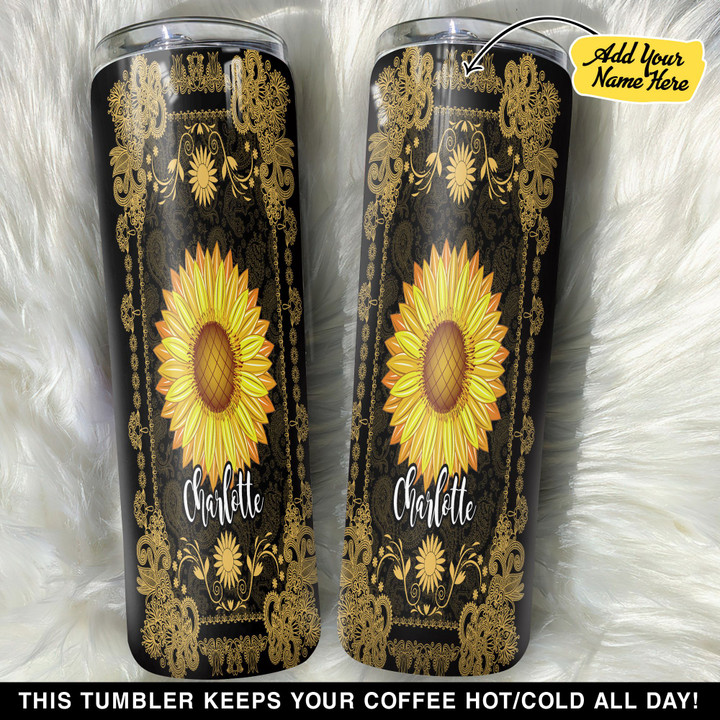 Personalized Hippie Sunflower And Golden Royal GS0304740OD Skinny Tumbler