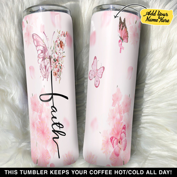 Personalized Butterfly Faith Breast Cancer Awareness GS0304470OD Skinny Tumbler