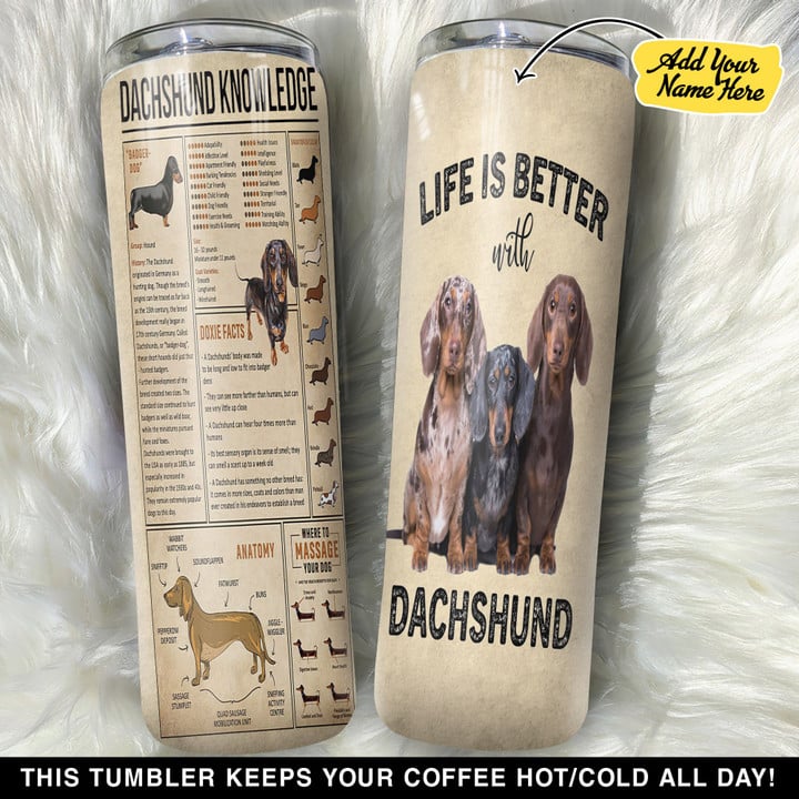 Personalized Dachshund Life Is Better With Dachshund GS0304199OD Skinny Tumbler